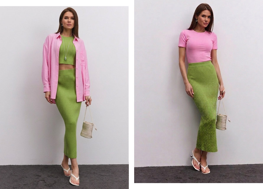 Модні поєднання зеленого та рожевого одягу - огляд трендів 2026