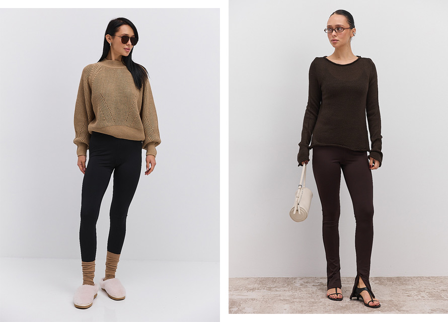 Лосини і джемпер - як стилізувати під різні події 