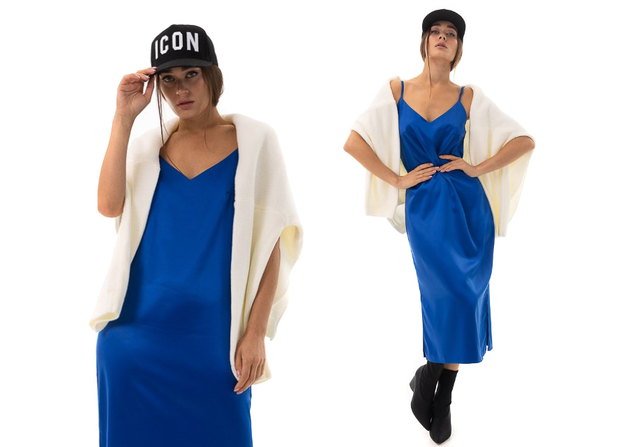 Синее платье-комбинация Arjen на Новый год 2022 - мода