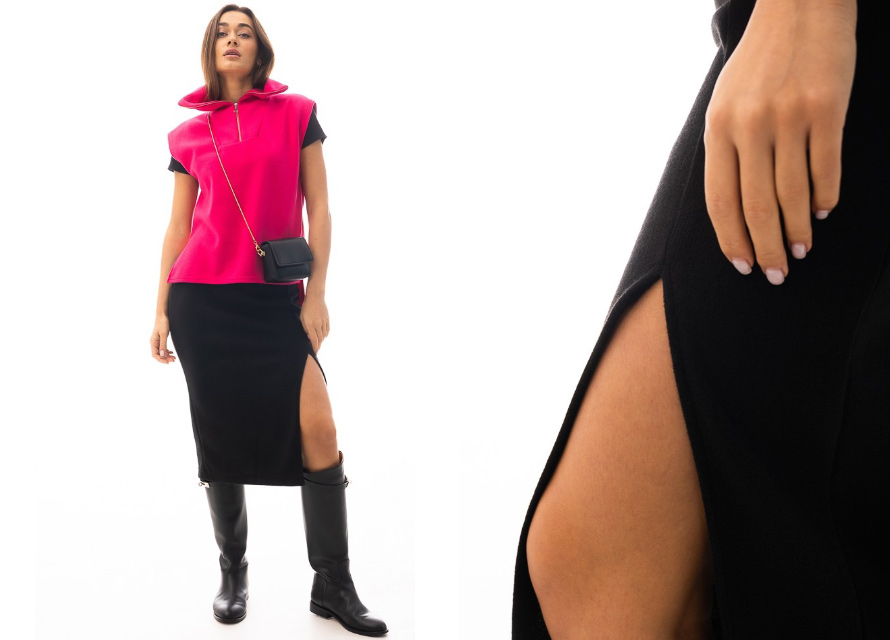 Модный тренд - юбка с высоким разрезом на ноге