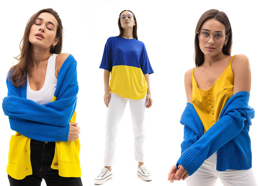 Тренд весны 2022 - сине-желтая одежда Аржен