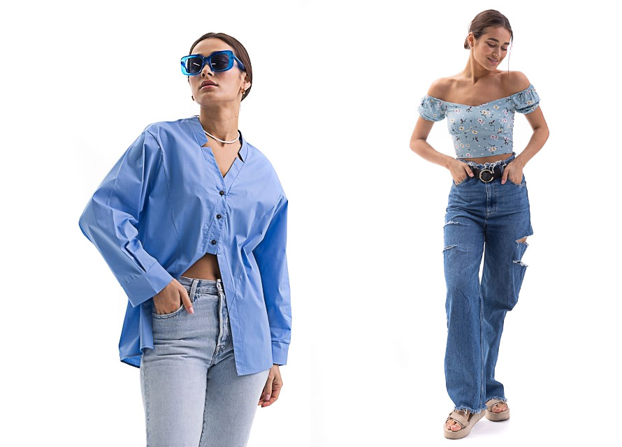 Модные женские образы с голубыми джинсами. Аржен