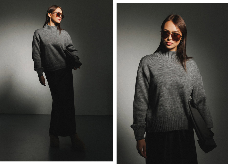 Модный женский свитер серого цвета - фото Аржен