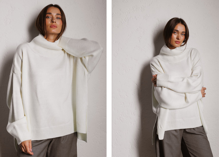 Женский вязаный свитер oversize - модный зимний тренд