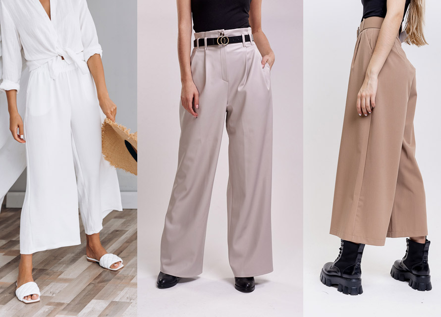 Что носить с широкими брюками женщинам