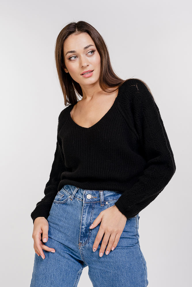 Купить черный женский пуловер - фото