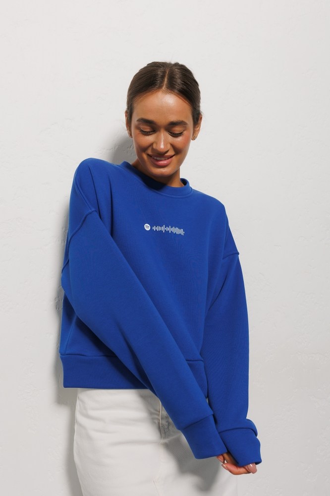 Купить синий свитшот с принтом - фото