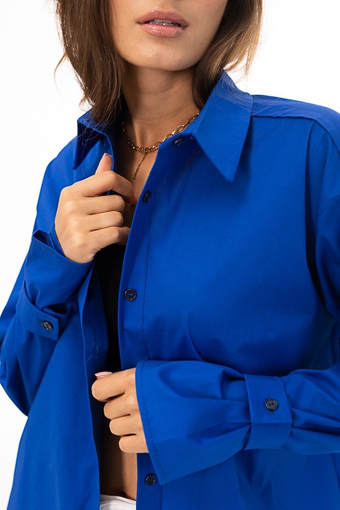 Купить синюю женскую рубашку - фото