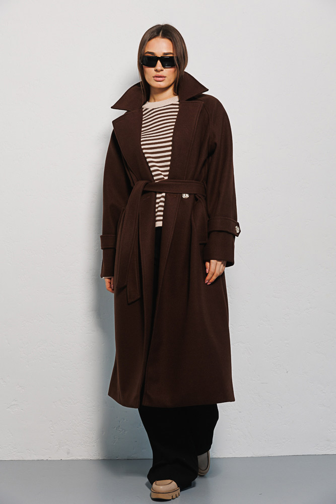 Купить коричневое женское пальто - фото