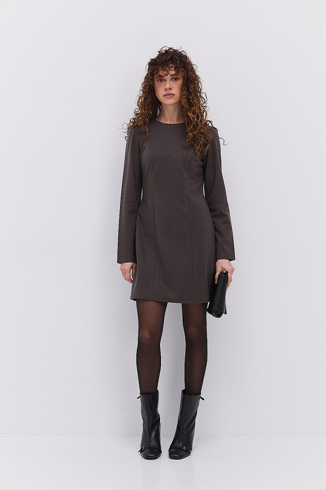 Купить коричневое зимнее платье - фото
