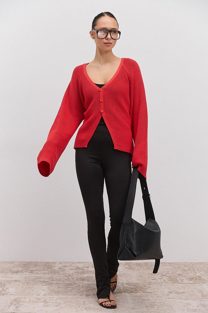 Купить коралловый кардиган - фото