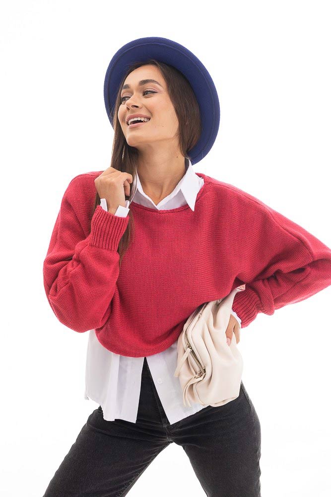 Купить малиновый женский джемпер - фото