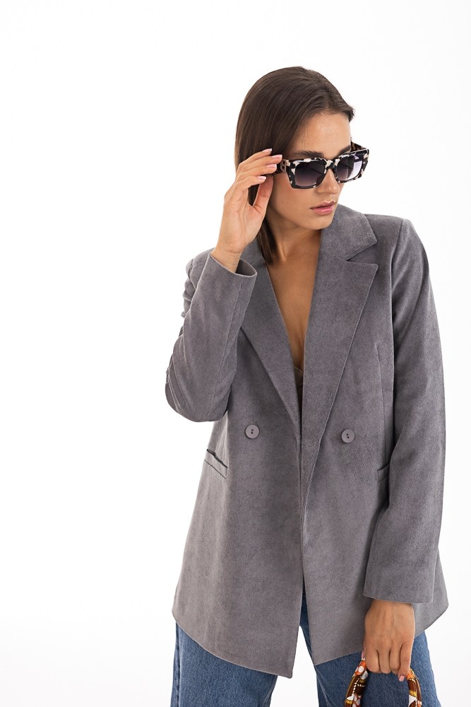 Купить серый женский пиджак - фото