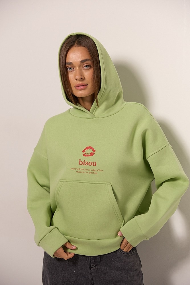 Купить салатовое женское худи - фото