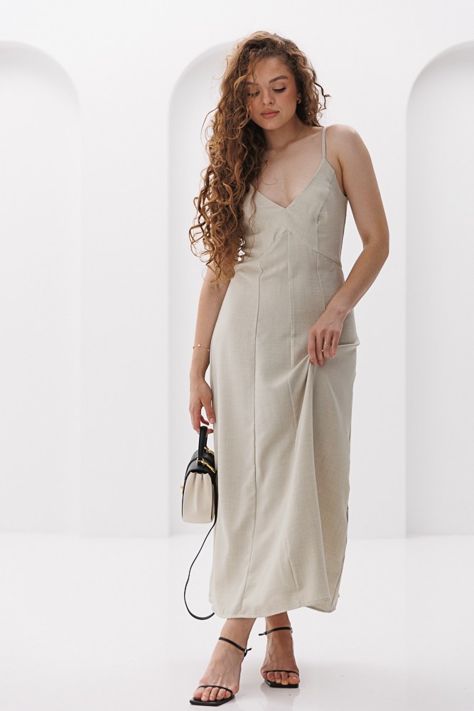 Купить оливковый летний сарафан - фото