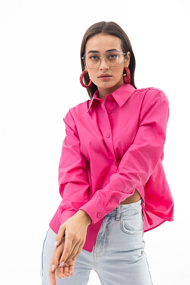 Купить розовую женскую рубашку - фото