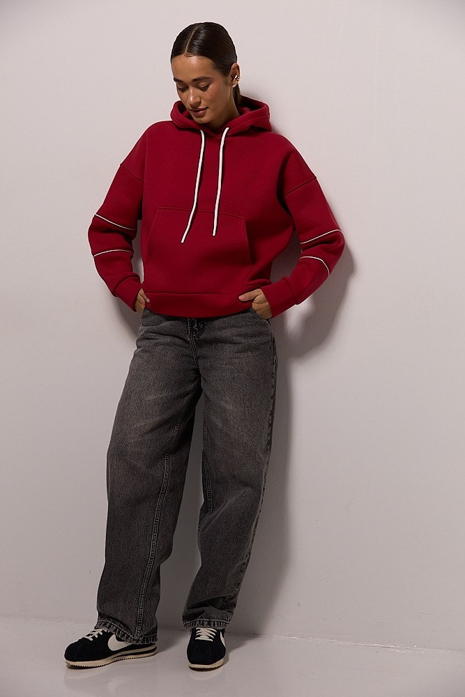Купить бордовое женское худи - фото