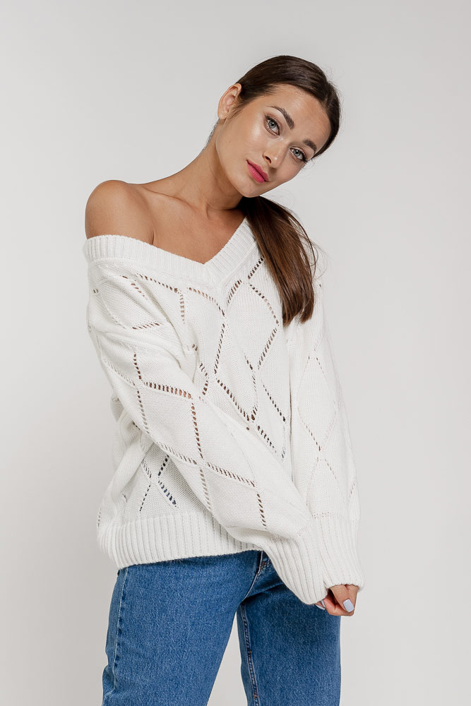 Купить белый женский пуловер - фото
