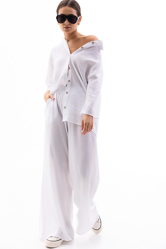 Купить белый женский летний костюм - фото